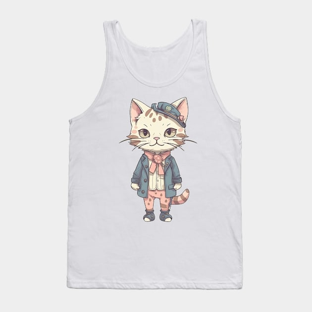 A cute kitty wearing street fashion Tank Top by AestheticsArt81